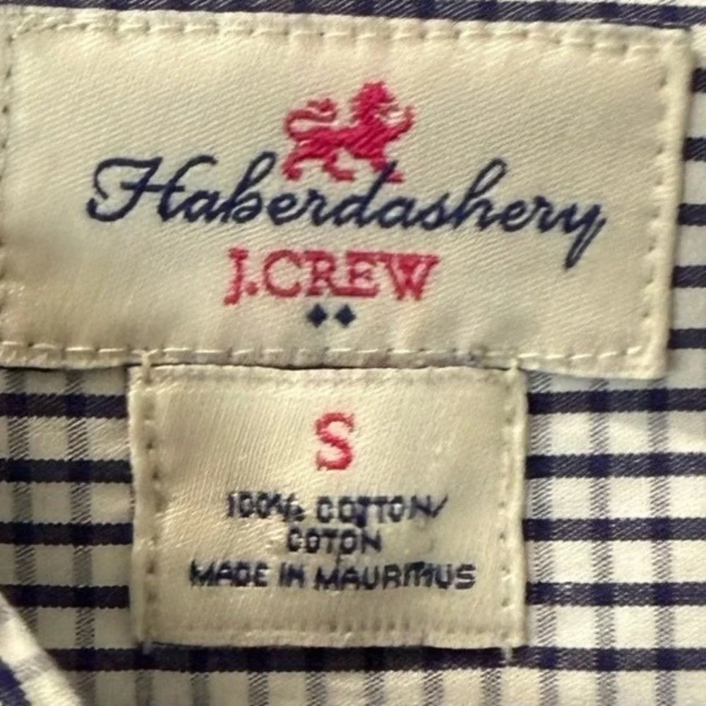 J. Crew‎ Haberdashery Navy and White Checkered Shirt Size S